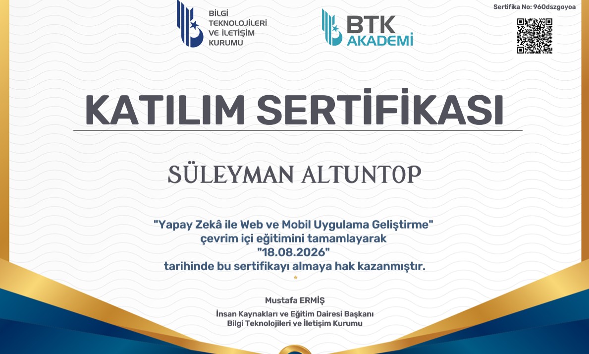 Yapay Zeka ile Web ve Mobil Uygulama Geliştirme